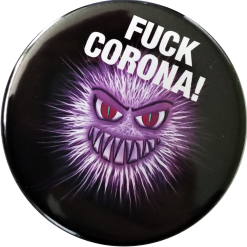 Corona Button - Fuck Corona Button lila - zum Schließen ins Bild klicken