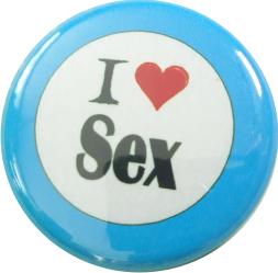 I love Sex Button blau - €1.20 - Versandkostenfrei ab 10 Stück