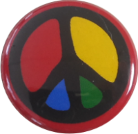Peace Zeichen Button rot-multicolor Peace Zeichen Button rot-multicolor