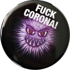 fuck corona badge red