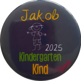 Kindergarten Button blau mit Namen 2025
