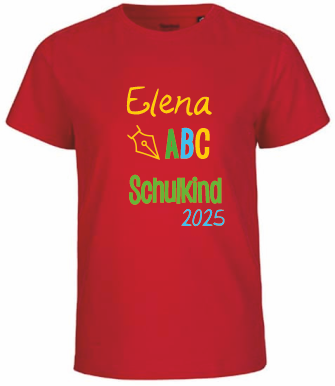 Schulkind T-Shirt mit Namen rot