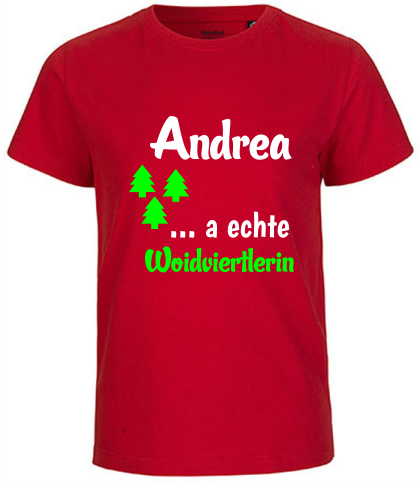+++T-Shirt mit Namen - Waldviertel T-Shirt Kinder rot