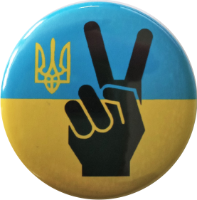 Ukraine Flagge Button Friedenszeichen schwarz - €1.20 - Versandkostenfrei  ab 10 Stück